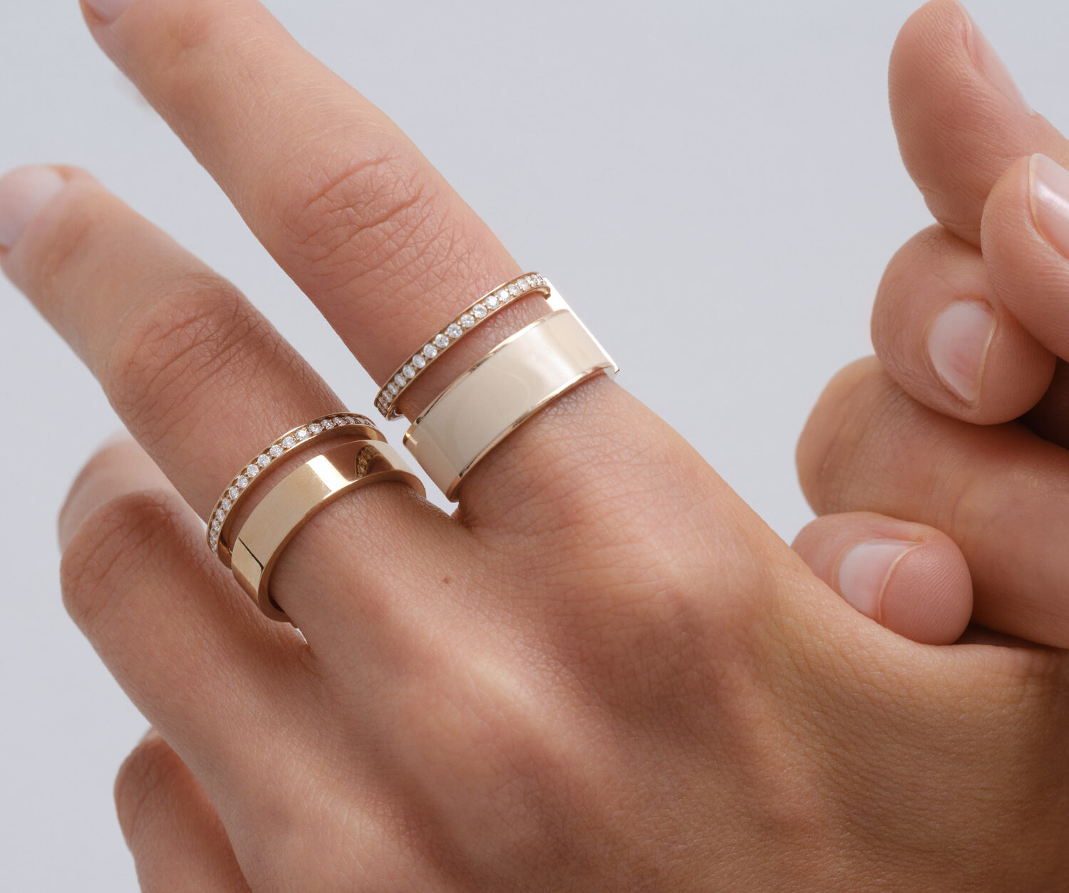 Repossi berbere ring pink gold lacquer diamonds